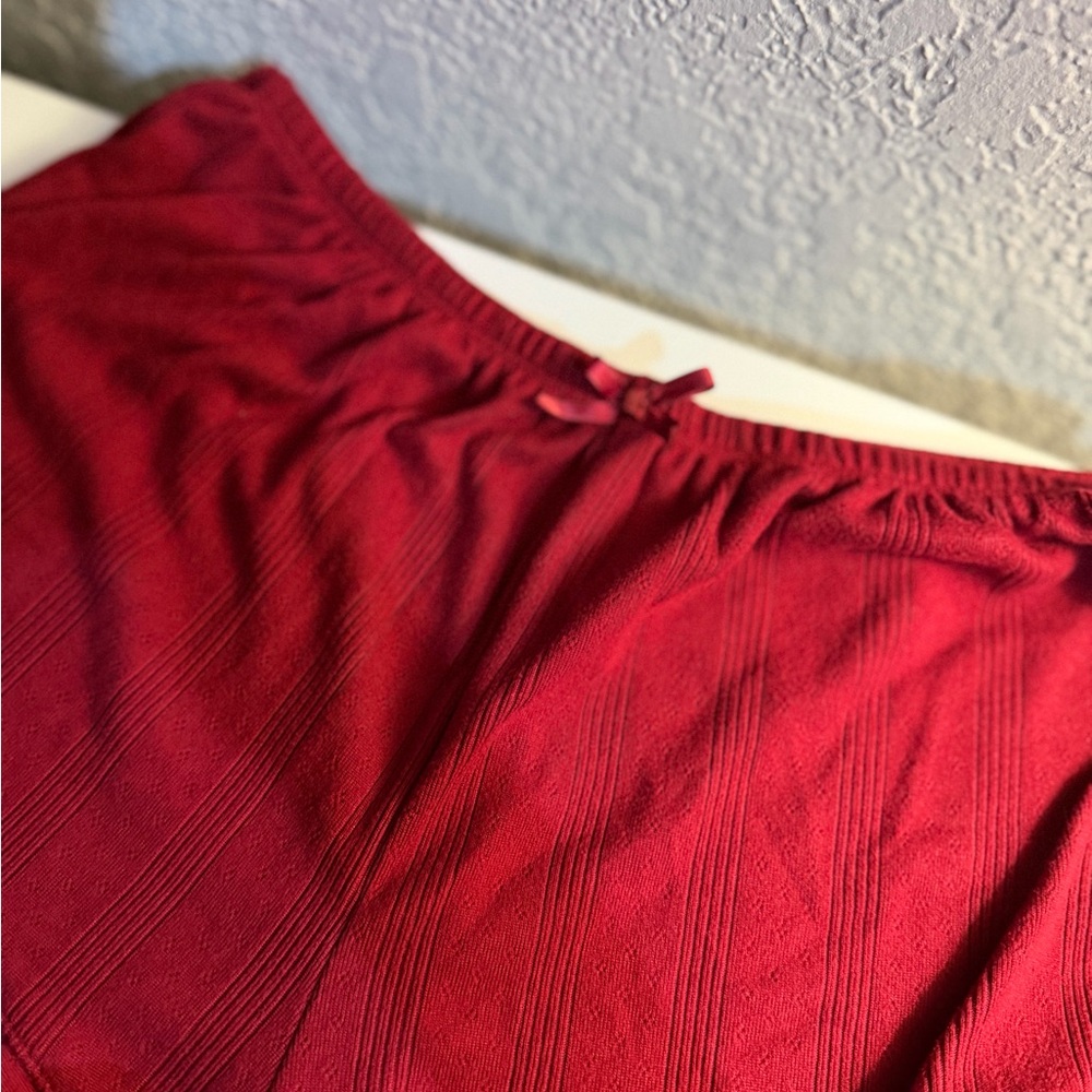 Red Ruffled Shorts - Picture 2 of 3